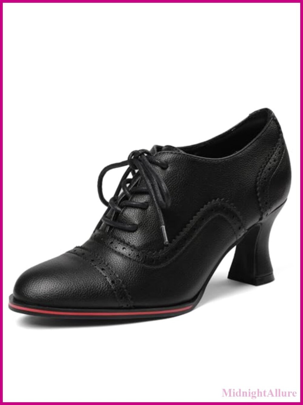Women's Lace Up Oxfords Chunky High Heel Wingtip Brogues Block Heel